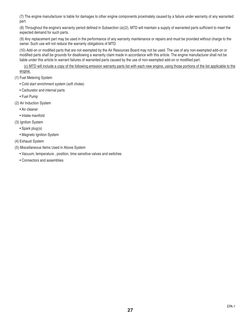 MTD 5DM User Manual | Page 27 / 52