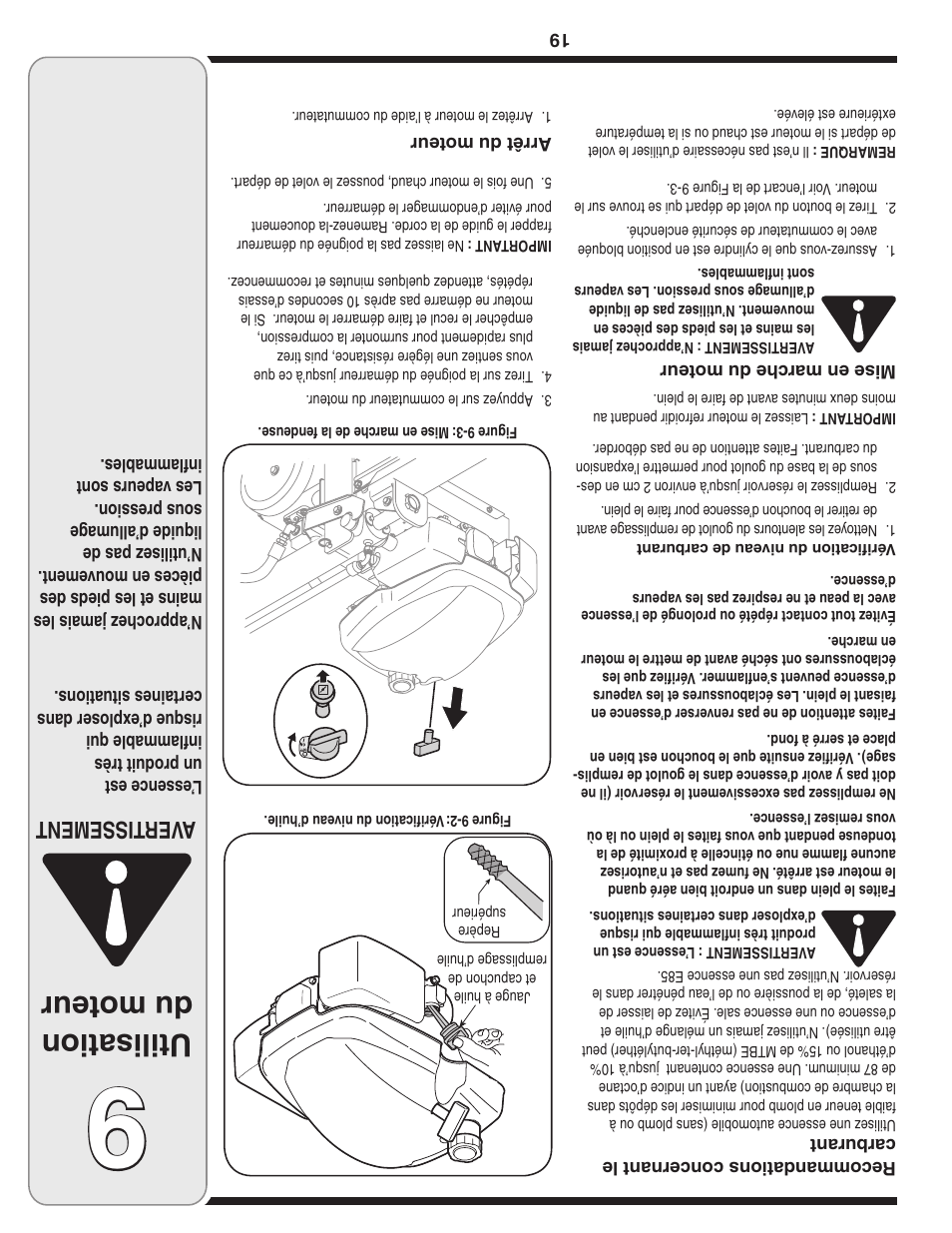 Utilisation du moteur, Aver tissement | MTD 5DM User Manual | Page 34 / 52