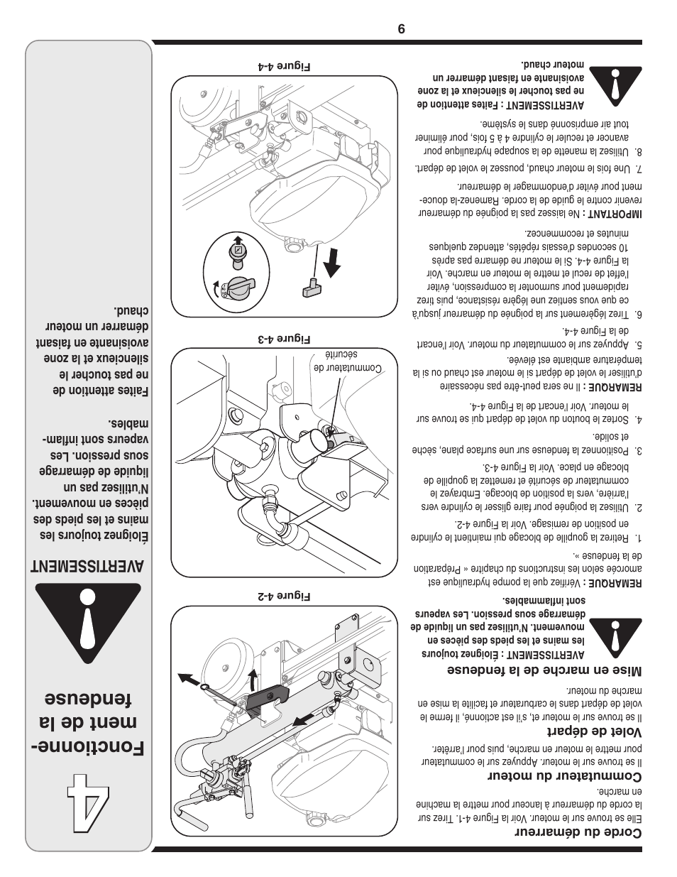 Fonctionne- ment de la fendeuse, Aver tissement | MTD 5DM User Manual | Page 44 / 52