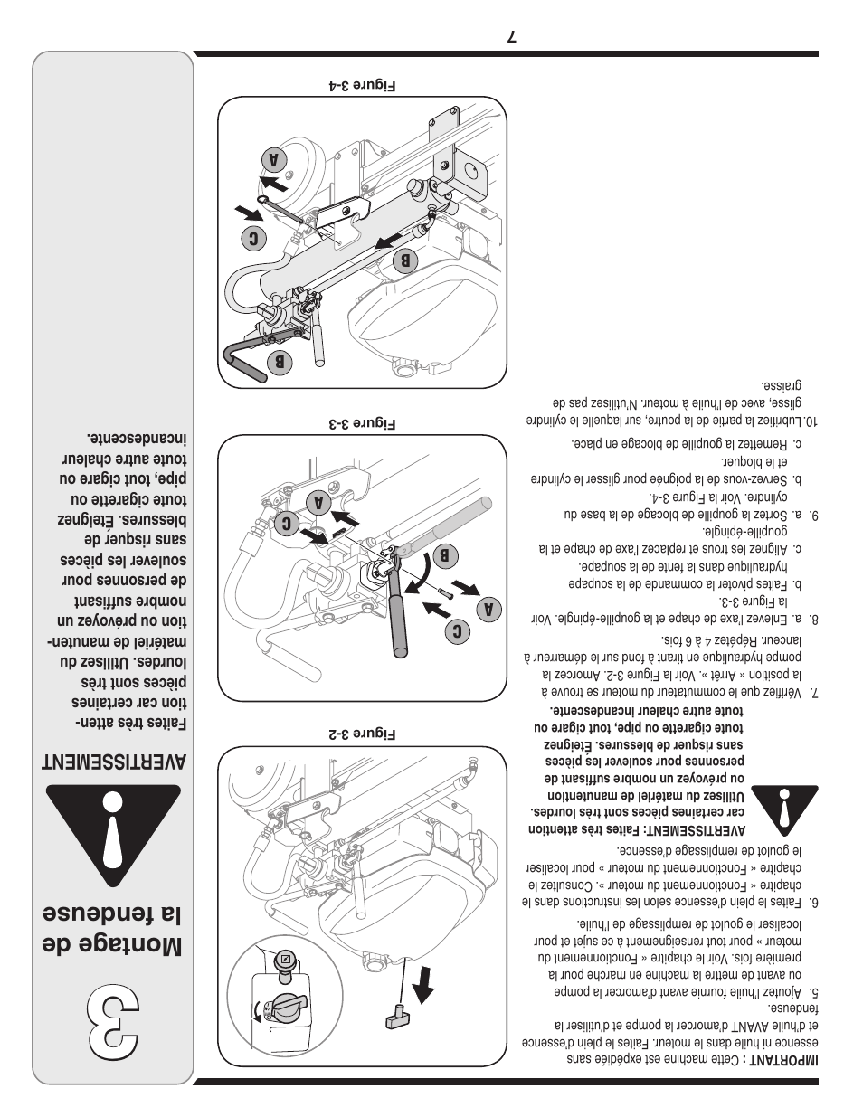Montag e de la fendeuse, Aver tissement | MTD 5DM User Manual | Page 46 / 52