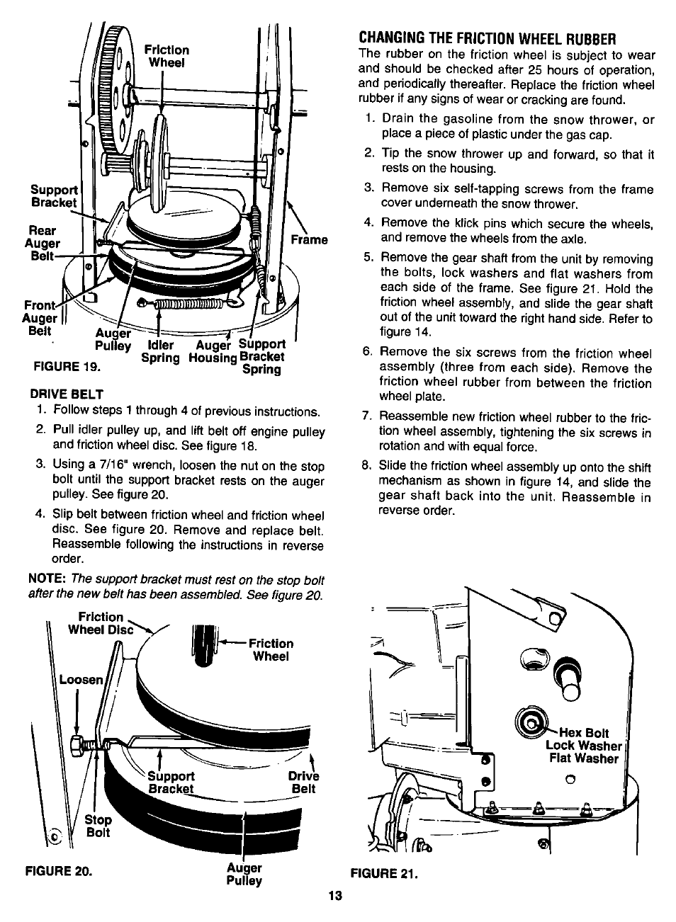 Changing the friction wheel rubber | MTD White 315E646F190 User Manual | Page 13 / 24
