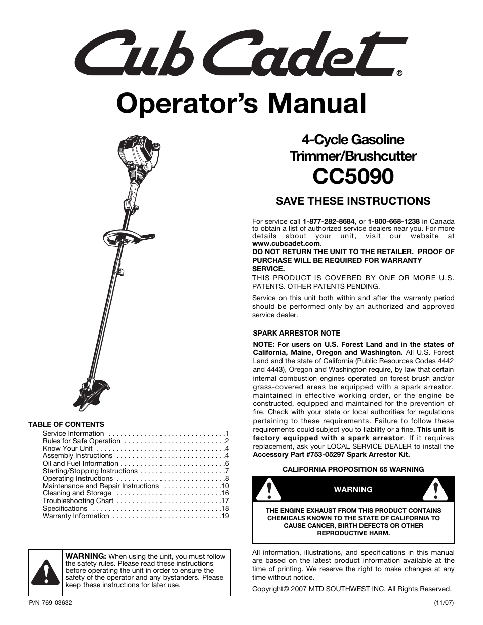 MTD CC5090 User Manual | 60 pages