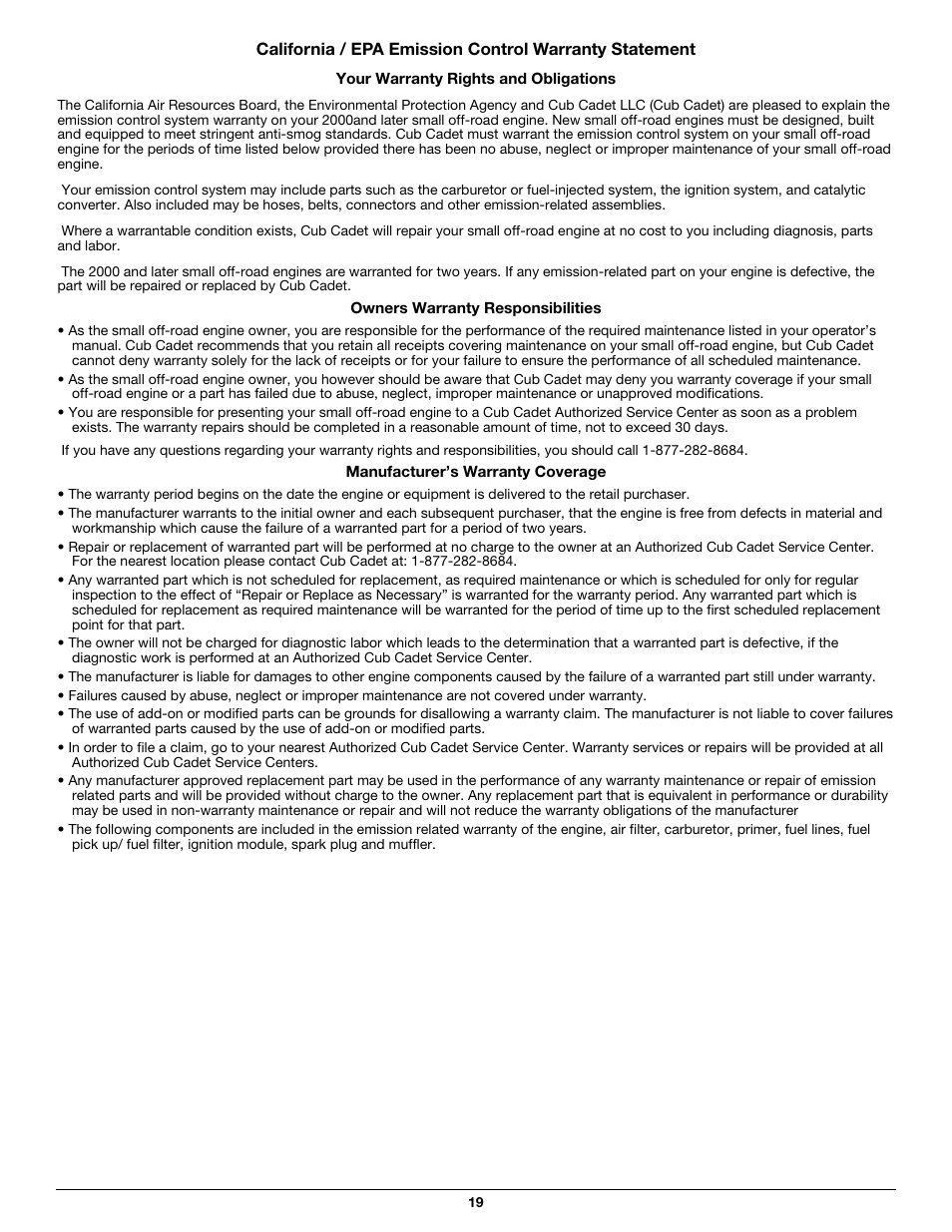 MTD CC5090 User Manual | Page 19 / 60