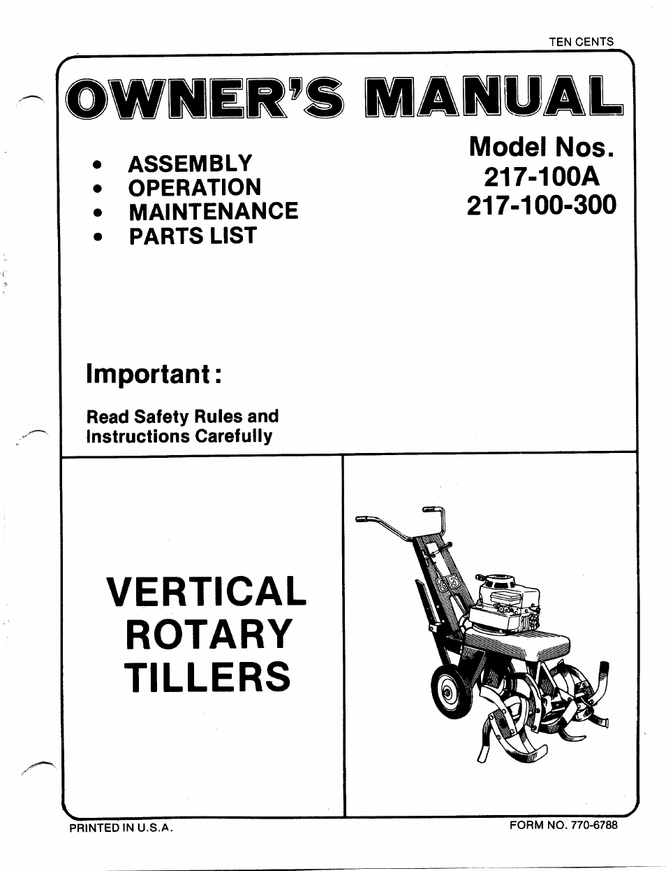 MTD 217-100A User Manual | 16 pages