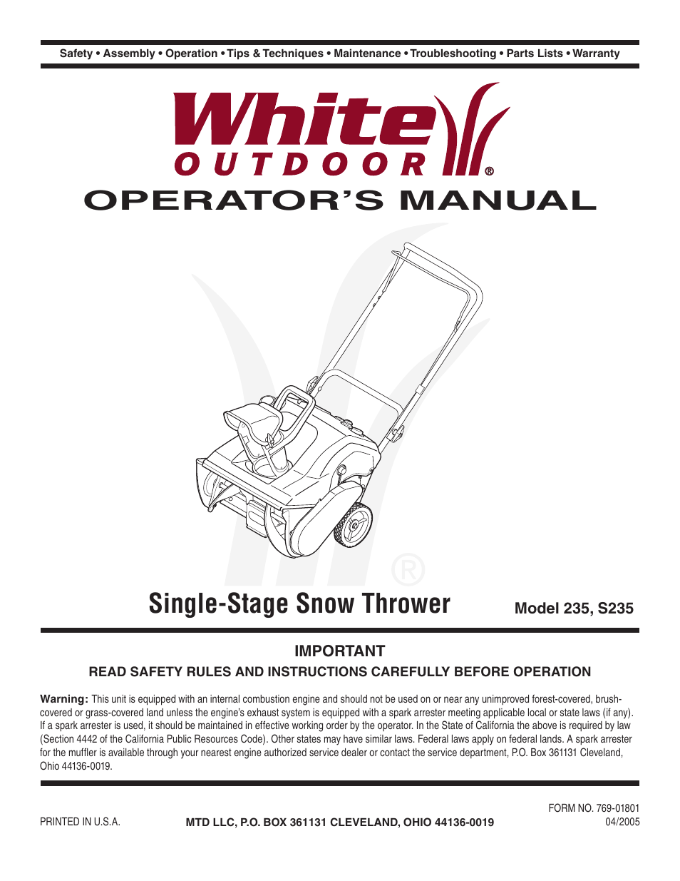 MTD 235 User Manual | 20 pages