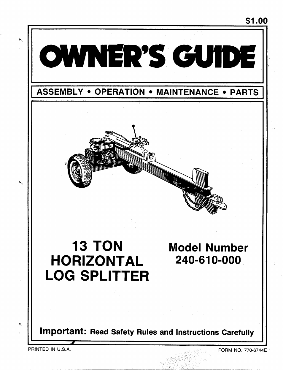 MTD 240-610-000 User Manual | 16 pages