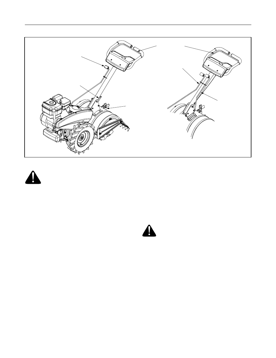 Gear selection handle, Clutch handle, Throttle control | Choke lever | MTD 428C User Manual | Page 8 / 24