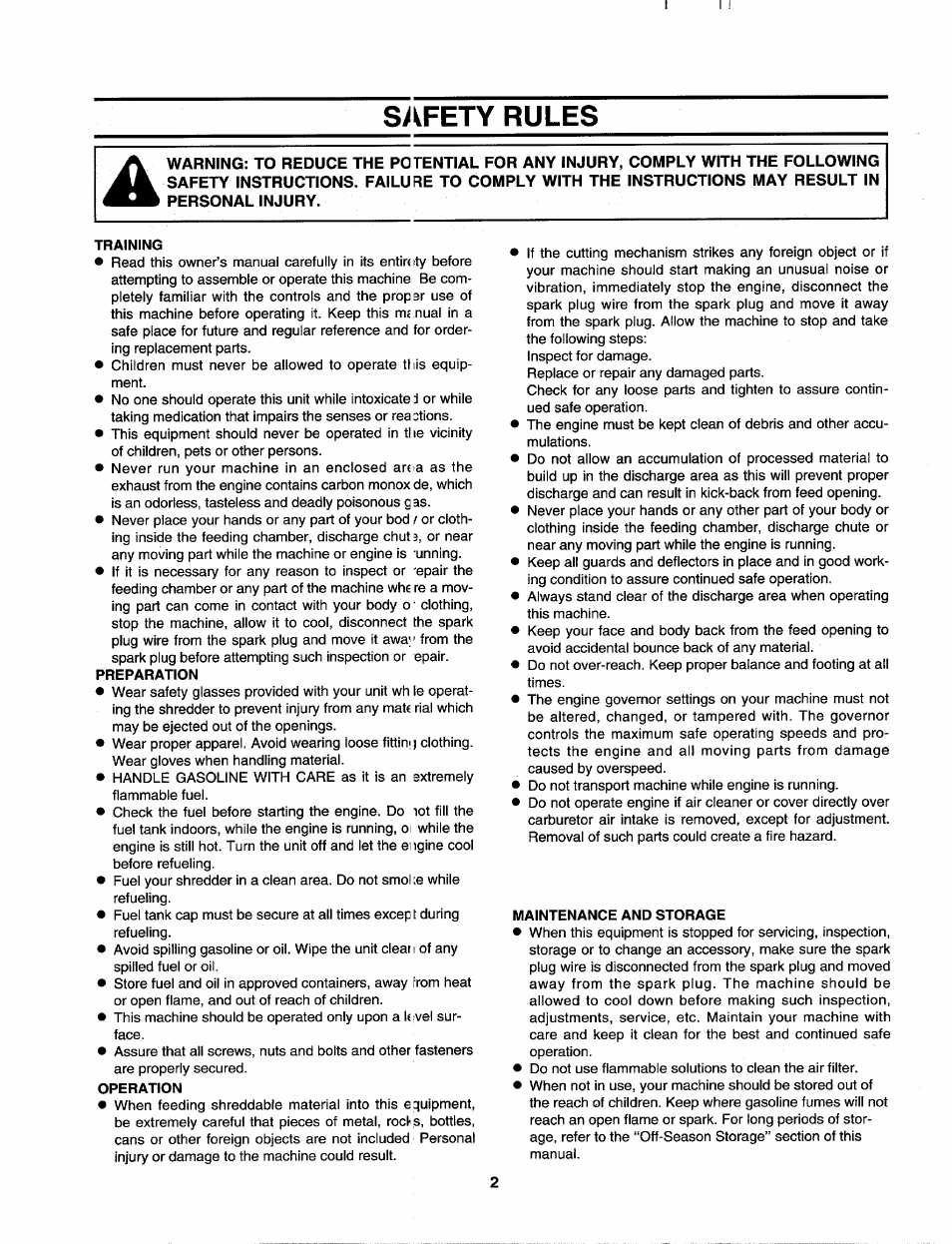Sy^fety rules | MTD 640A thru 645A User Manual | Page 2 / 12