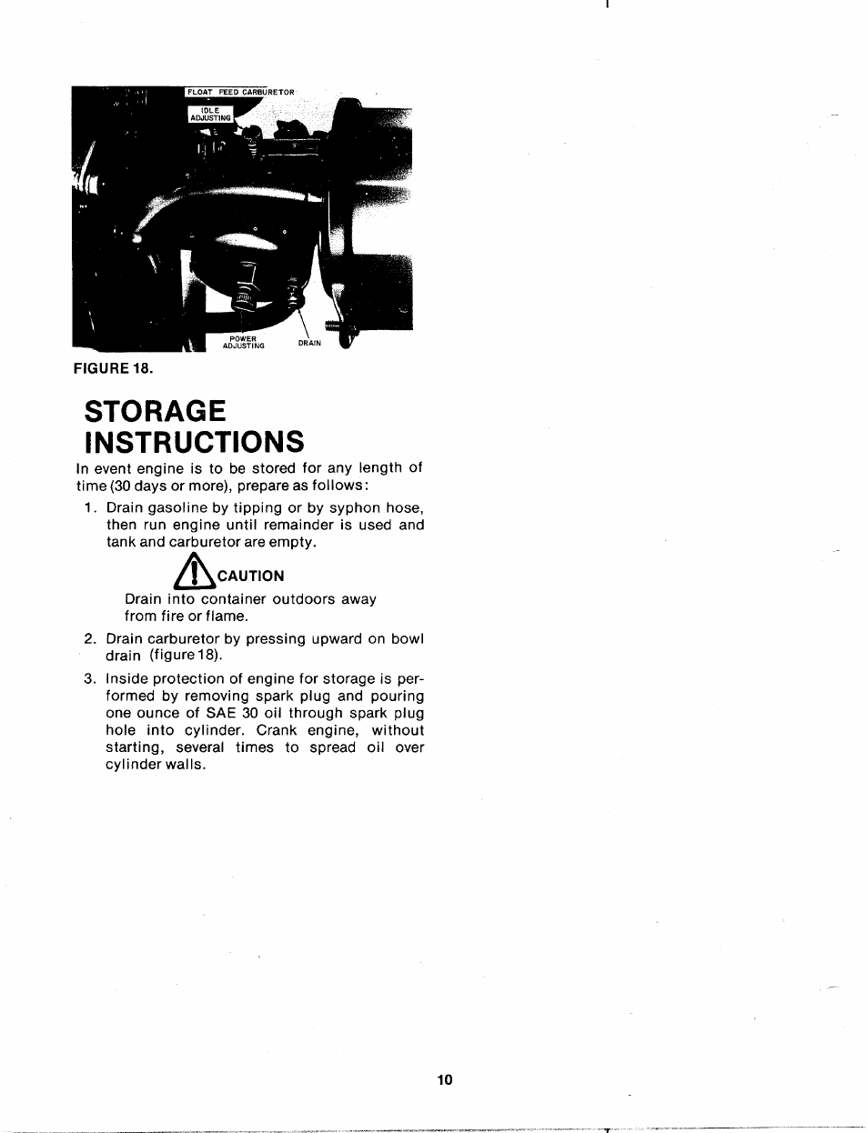 Storage, Instructions, Caution | Storage instructions | MTD 248-650A User Manual | Page 10 / 15