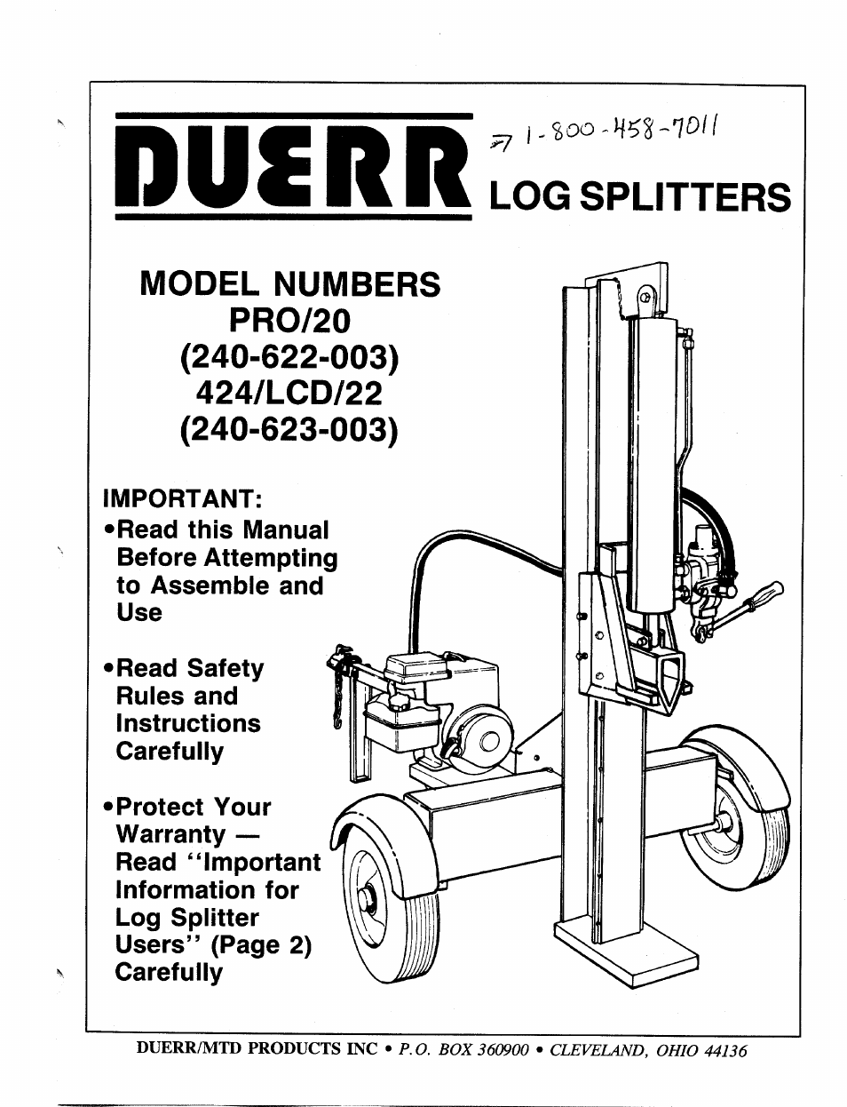 MTD 240-623-003 User Manual | 20 pages