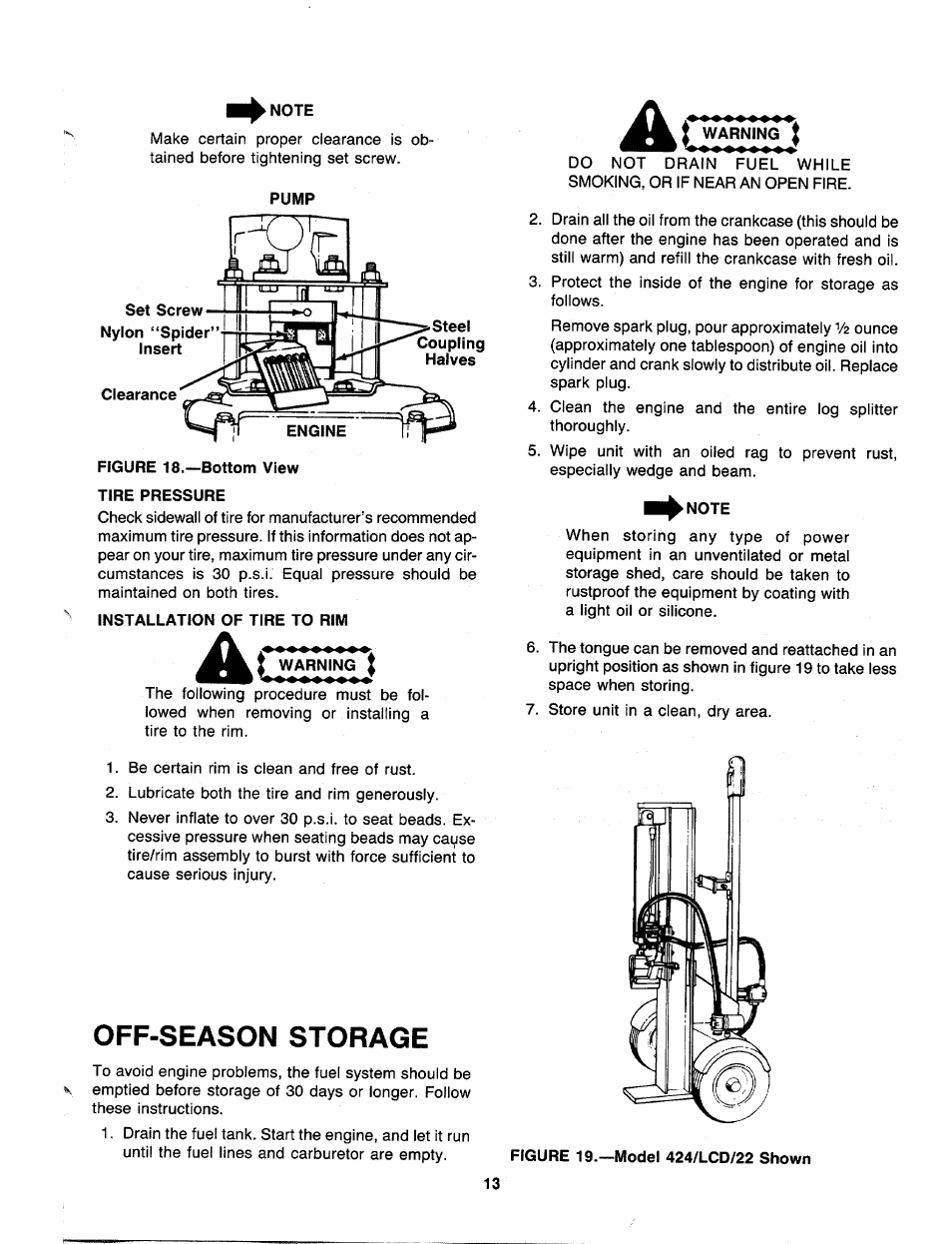 Off-season storage | MTD 240-623-003 User Manual | Page 13 / 20