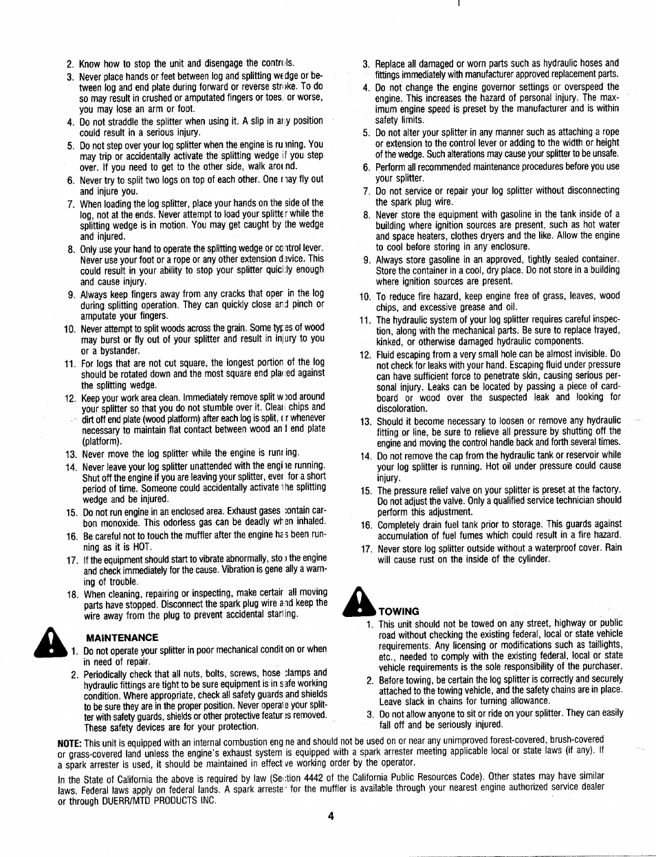 MTD 240-623-003 User Manual | Page 4 / 20