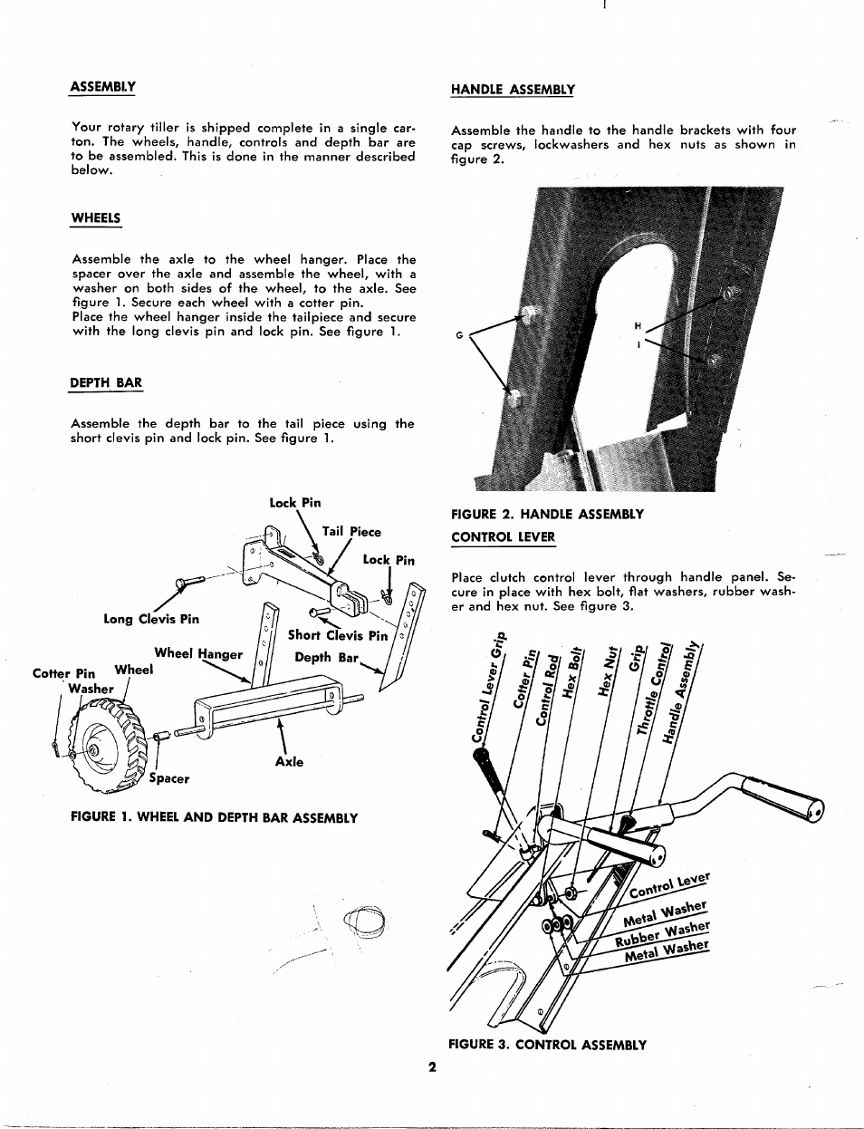 Wheels, Depth bar, Lock pin | MTD 213-380 User Manual | Page 2 / 11