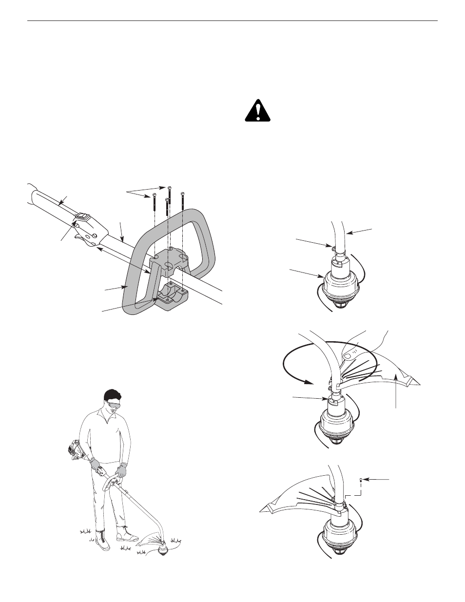 Installation et réglage de la poignée en d, Installation du protecteur d'accessoire de coupe | MTD YM25 User Manual | Page 29 / 68