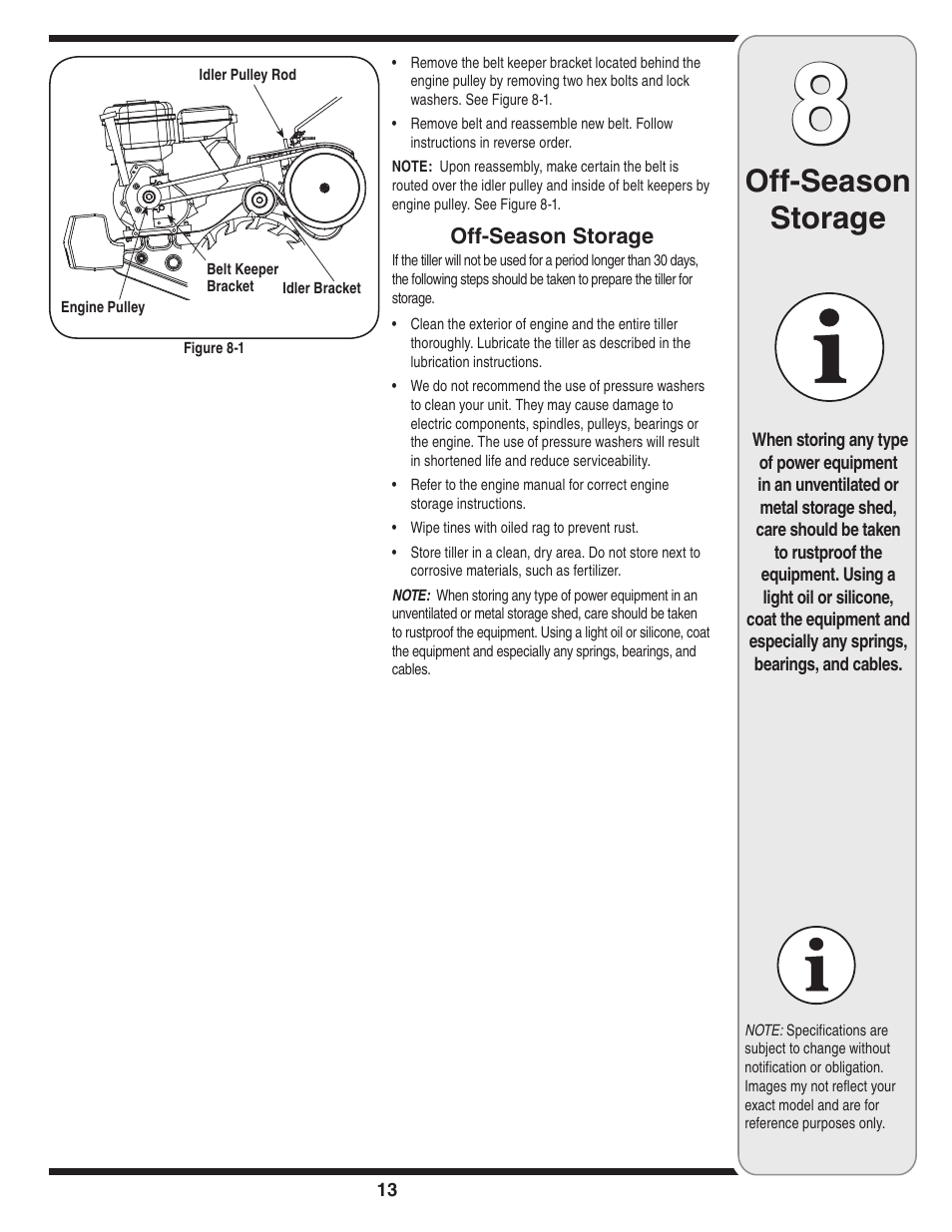 Off-season storage | MTD 460 Series User Manual | Page 13 / 24