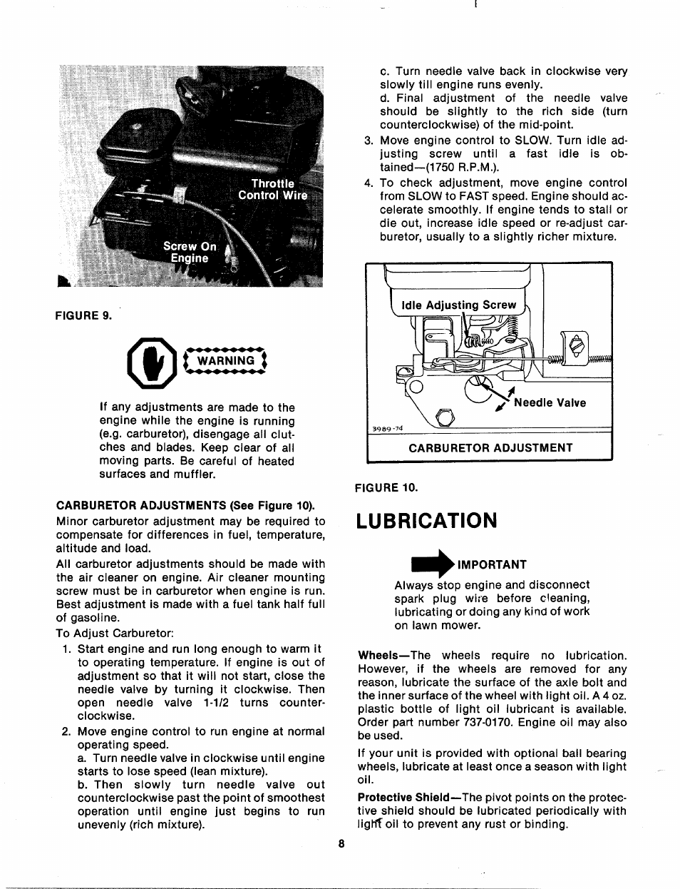 Lubrication | MTD 110-111-300 User Manual | Page 8 / 15