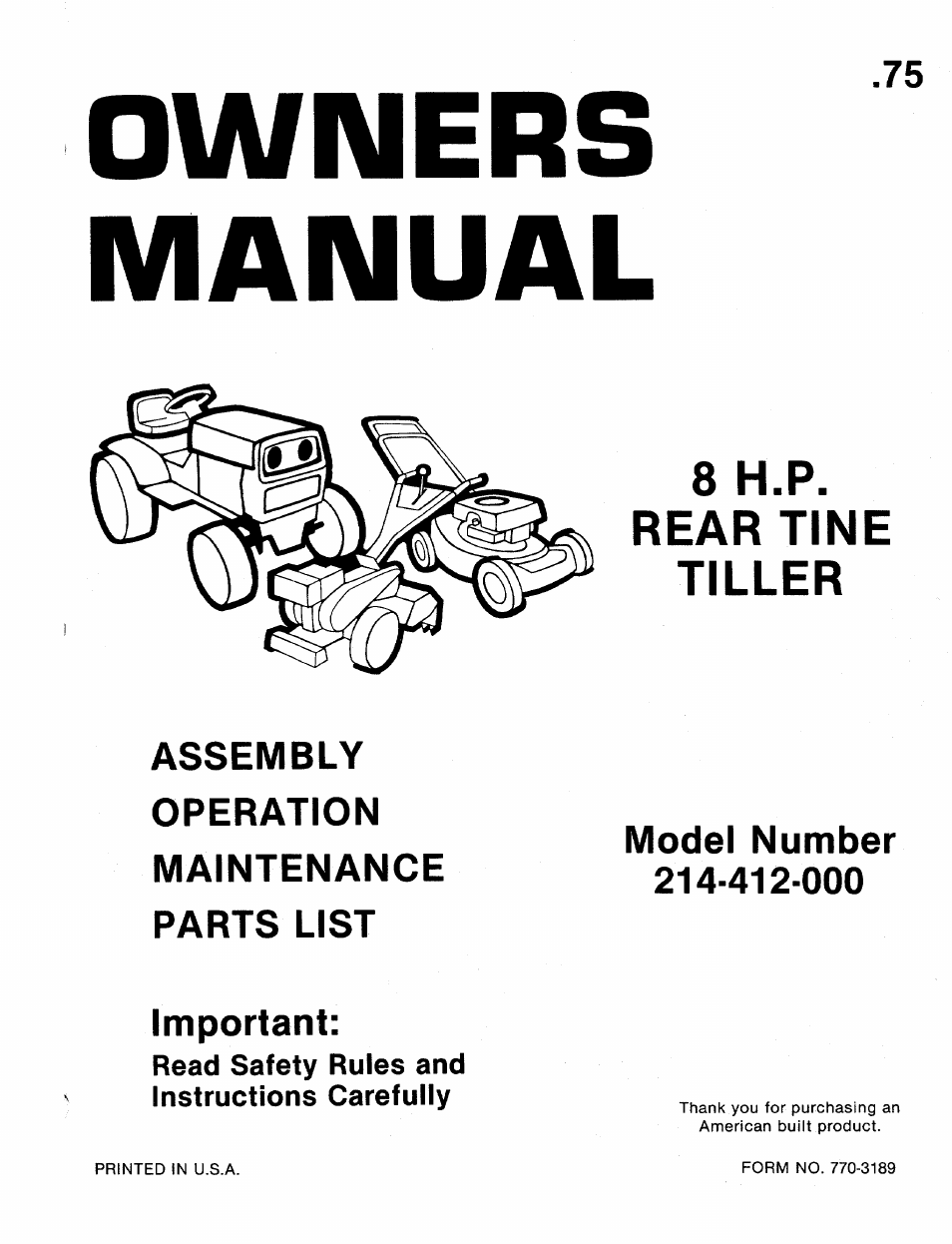 MTD 214-412-000 User Manual | 26 pages