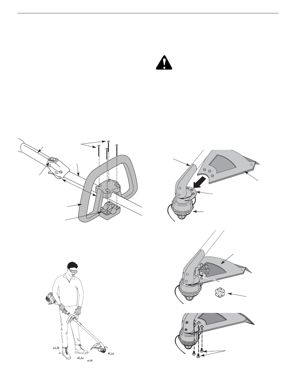 Installation et réglage de la poignée en d, Installation du protecteur d'accessoire de coupe | MTD YM75 User Manual | Page 29 / 70