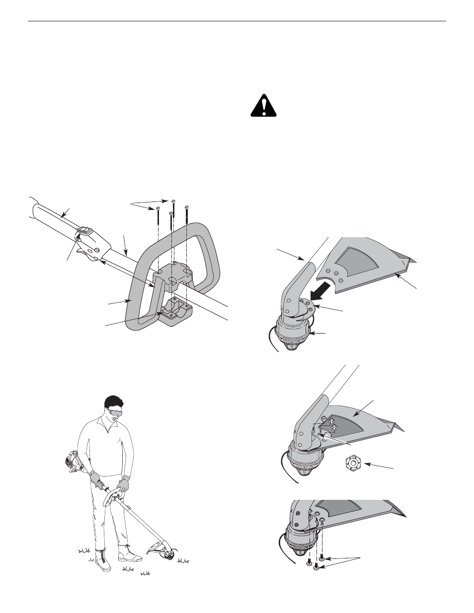 Installing and adjusting the d-handle, Installing the cutting attachment shield | MTD YM75 User Manual | Page 7 / 70