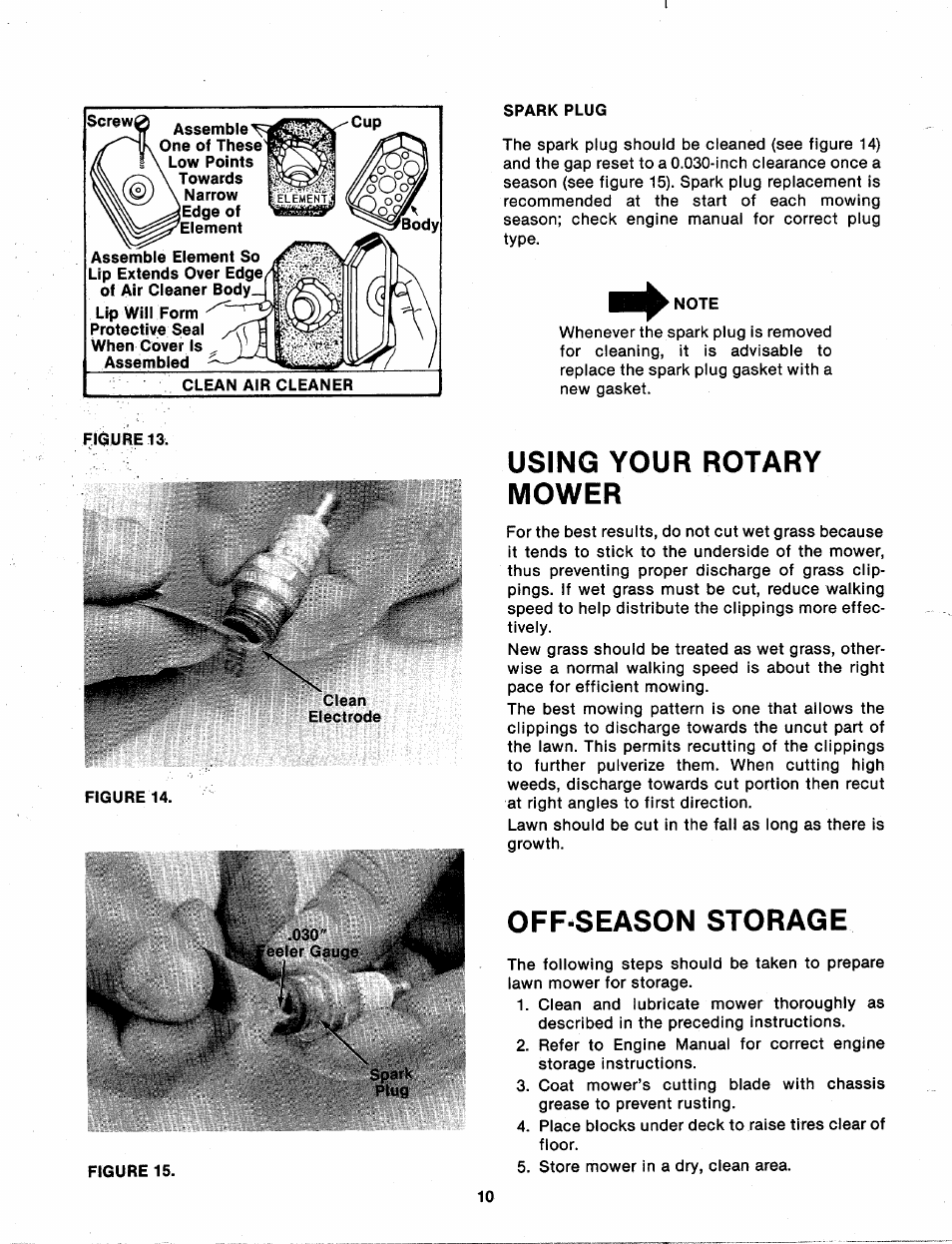 Using your rotary mower, Off-season storage, Using your rotary mower off-season storage | MTD 111-020-300 User Manual | Page 10 / 14