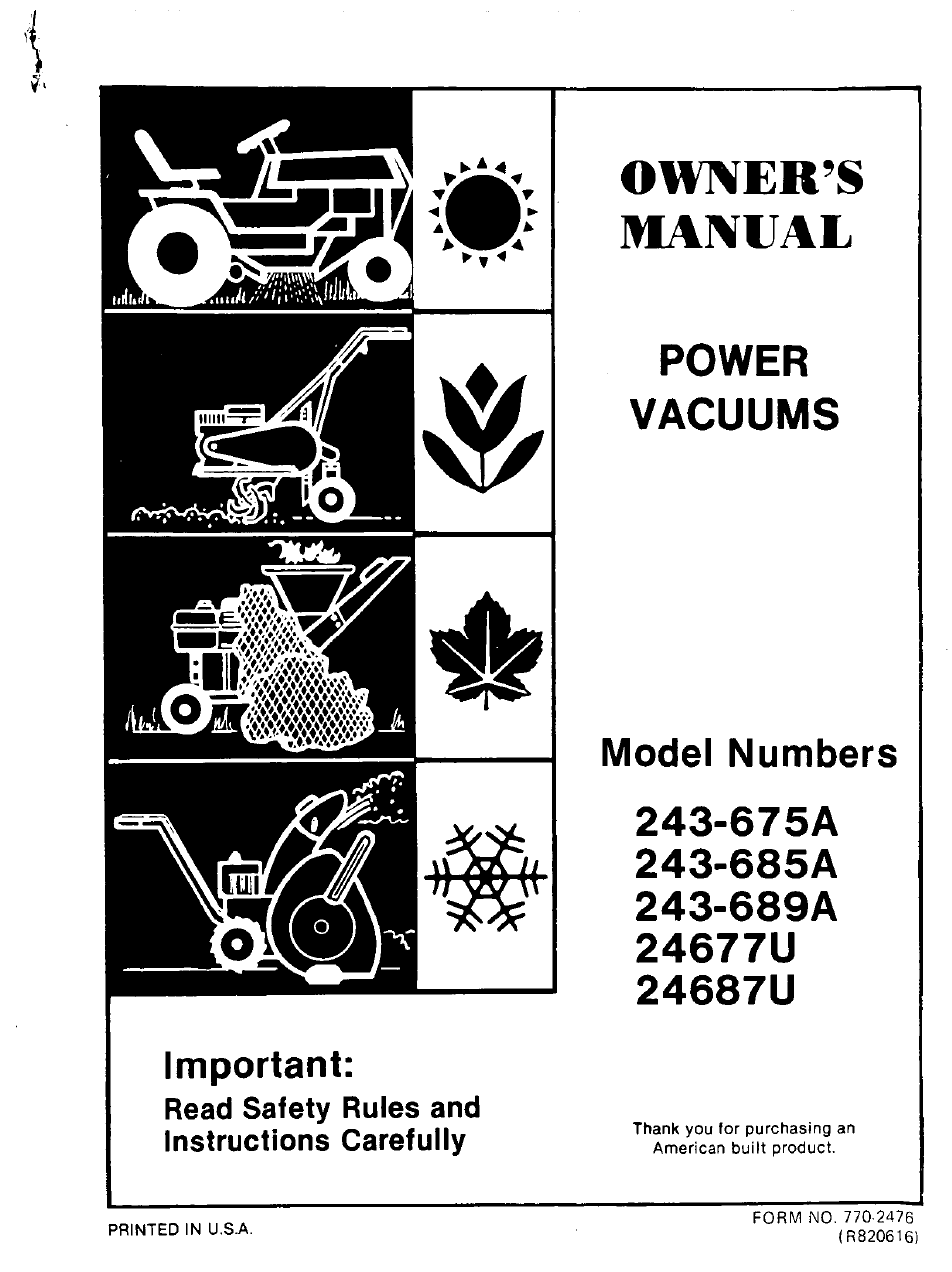 MTD 243-689A User Manual | 16 pages