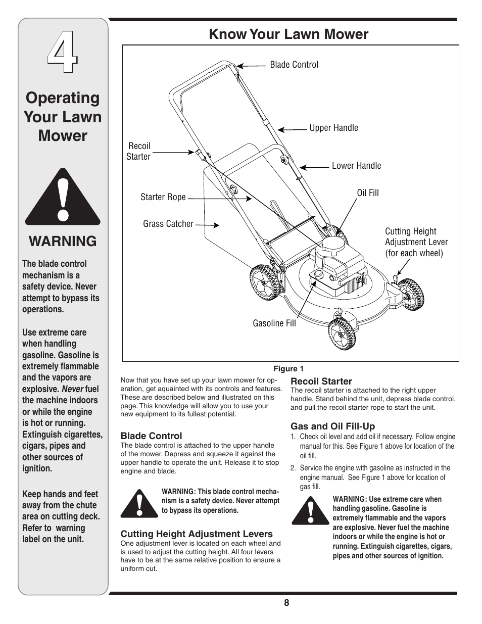 Operating your lawn mower, Warning, Know your lawn mower | MTD 410 Series User Manual | Page 8 / 16