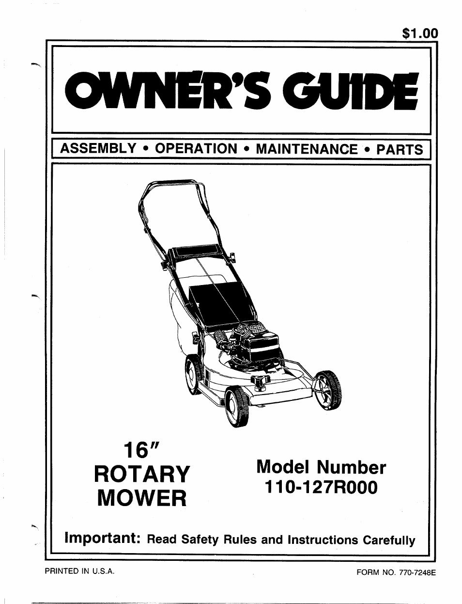 MTD 110-127R000 User Manual | 16 pages