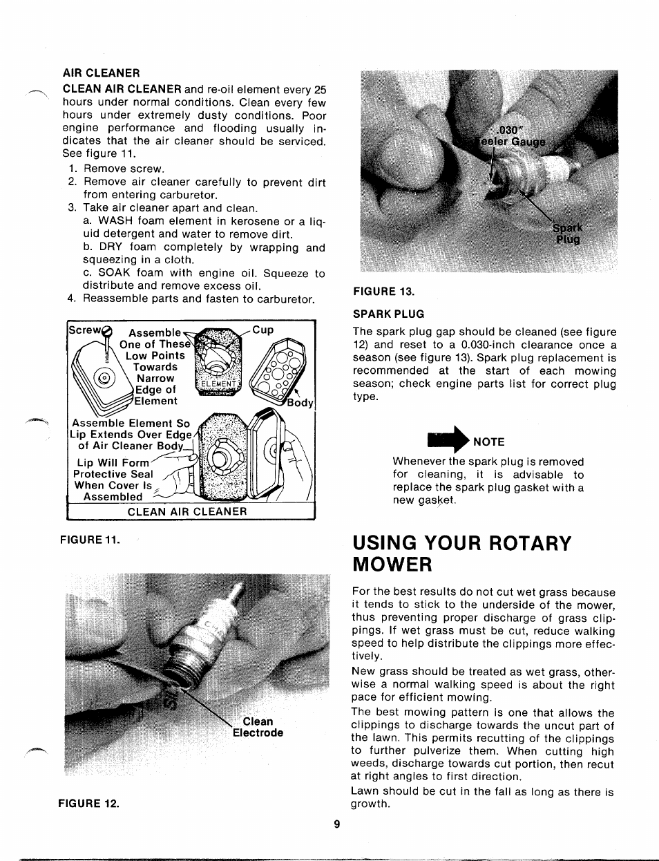 Spark, Using your rotary mower | MTD 110-072A User Manual | Page 9 / 14