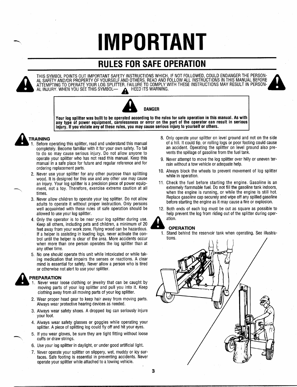 Important, Rules for safe operation | MTD 630 thru 635 User Manual | Page 3 / 16