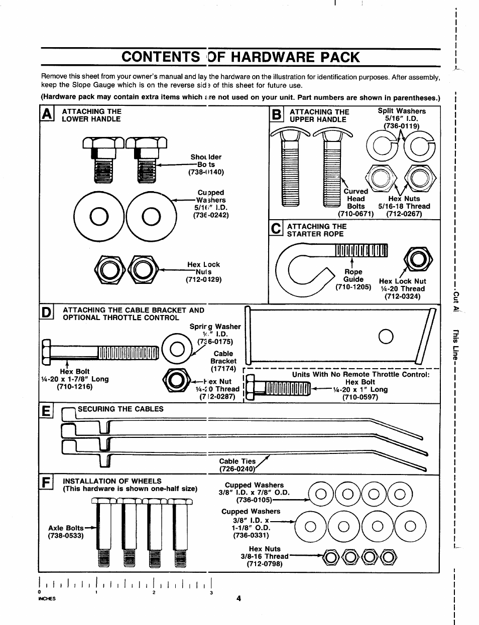 Contents of hardware pack, Pililililililm, Nli n _li | Oxoxo) | MTD 111-020R000 User Manual | Page 4 / 12