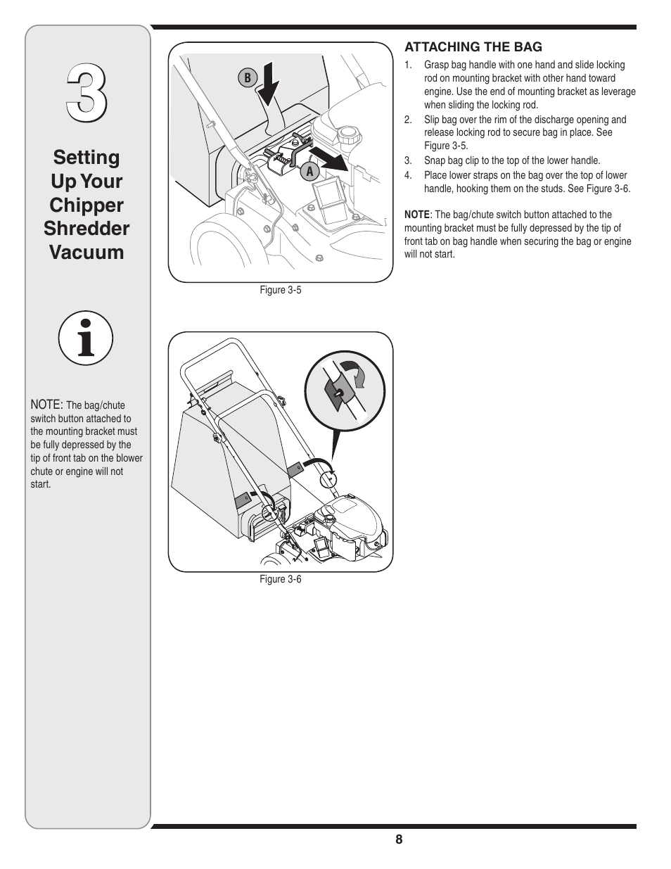 Setting up your chipper shredder vacuum | MTD Series 020 User Manual | Page 8 / 44