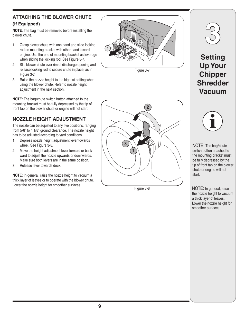 Setting up your chipper shredder vacuum | MTD Series 020 User Manual | Page 9 / 44
