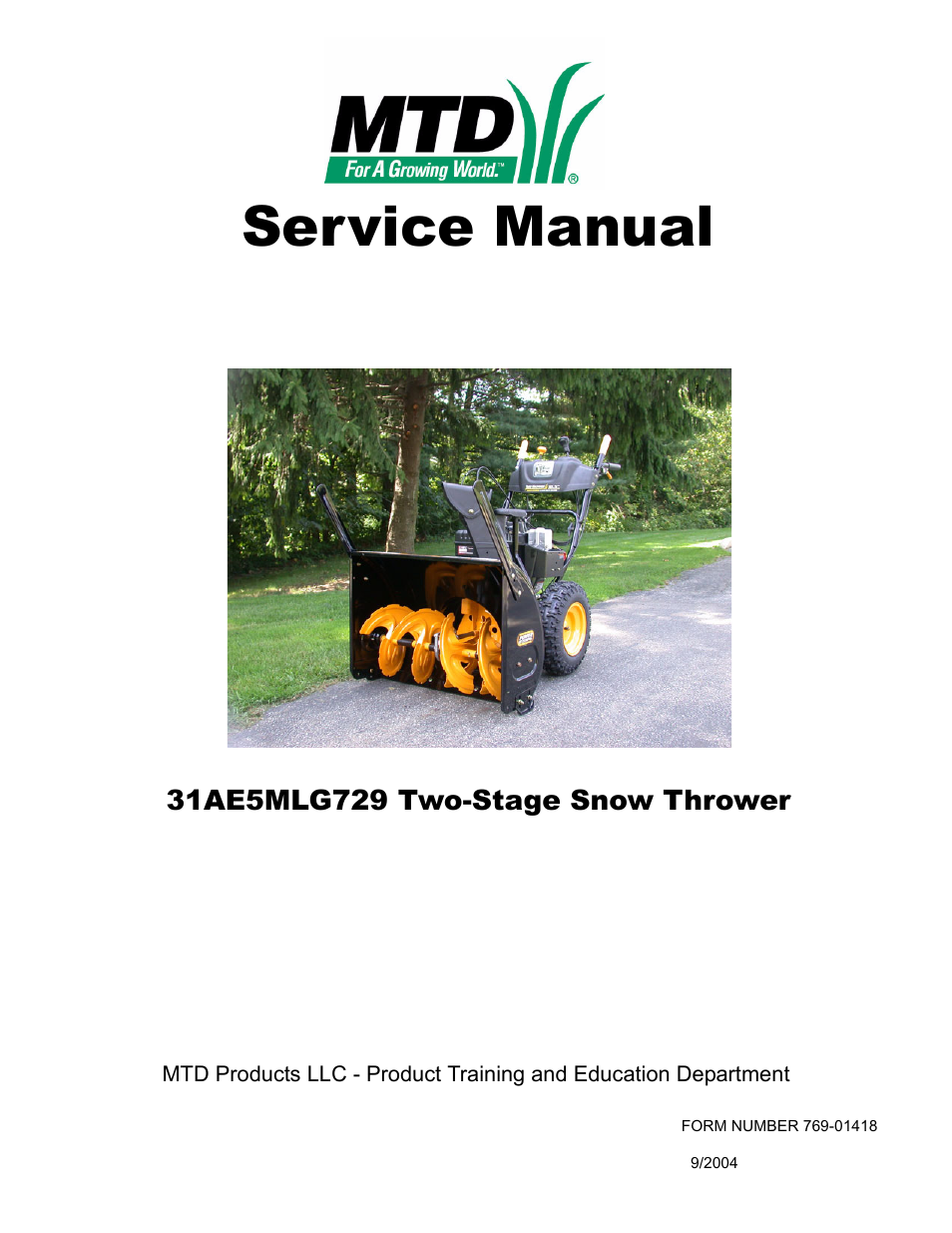 MTD 31AE5MLG729 User Manual | 21 pages