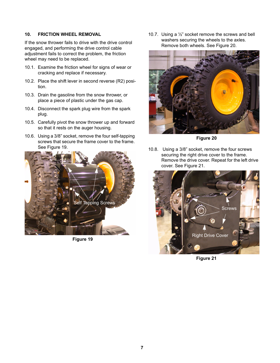 Friction wheel removal | MTD 31AE5MLG729 User Manual | Page 11 / 21