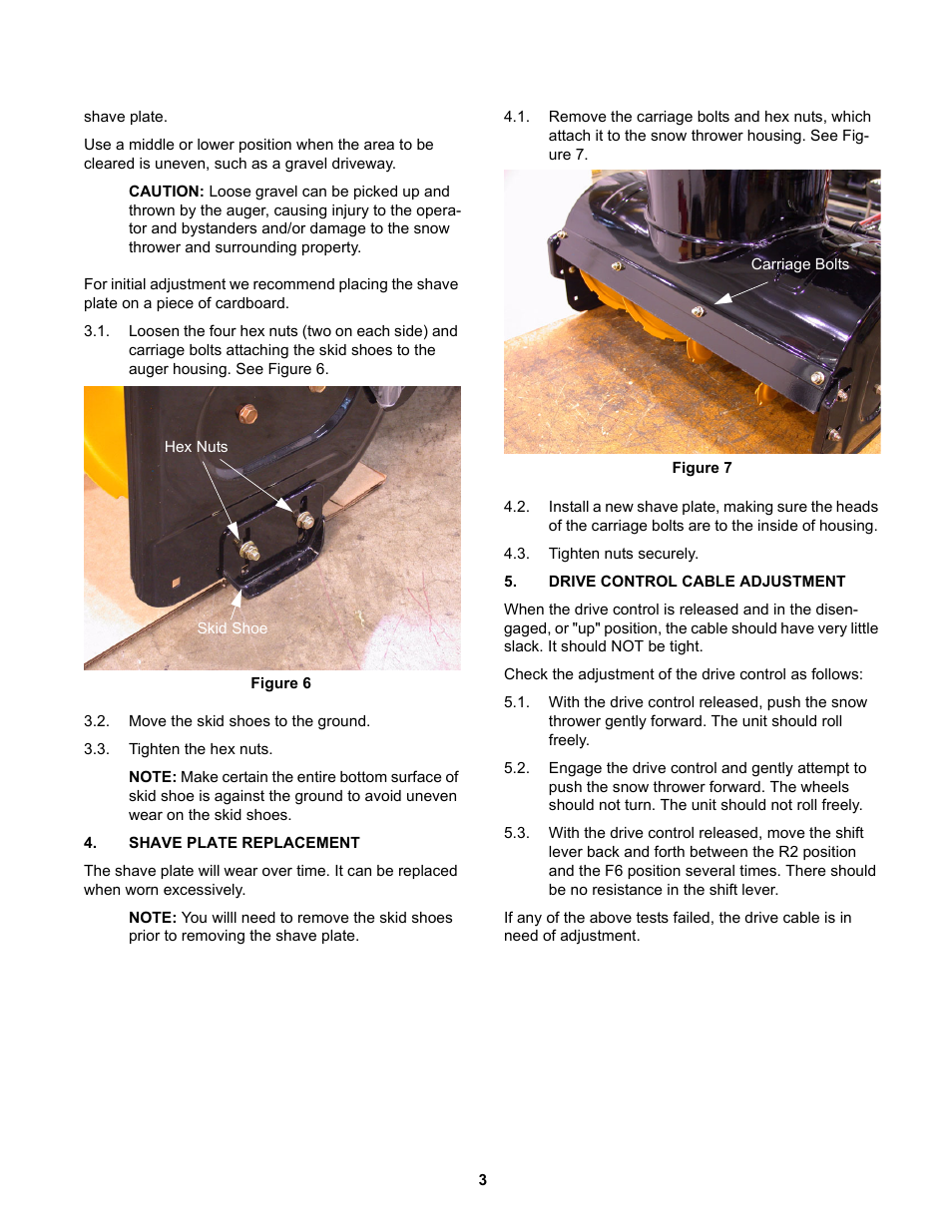 Shave plate replacement, Drive control cable adjustment | MTD 31AE5MLG729 User Manual | Page 7 / 21