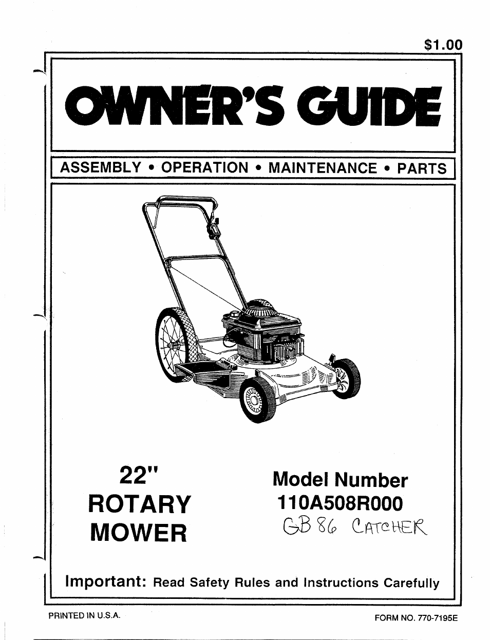 MTD 110A508R000 User Manual | 16 pages