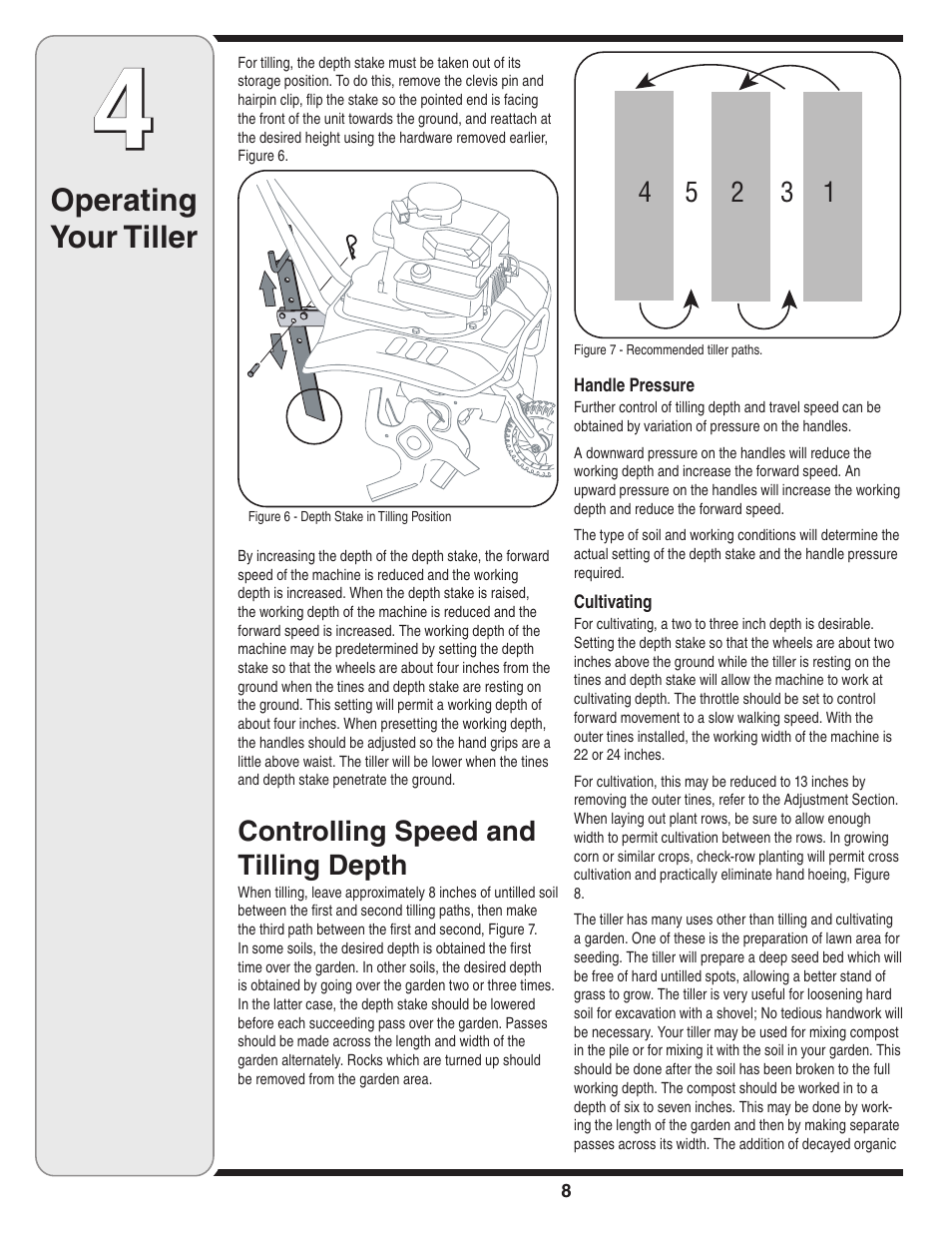 Operating your tiller | MTD 250 User Manual | Page 8 / 16