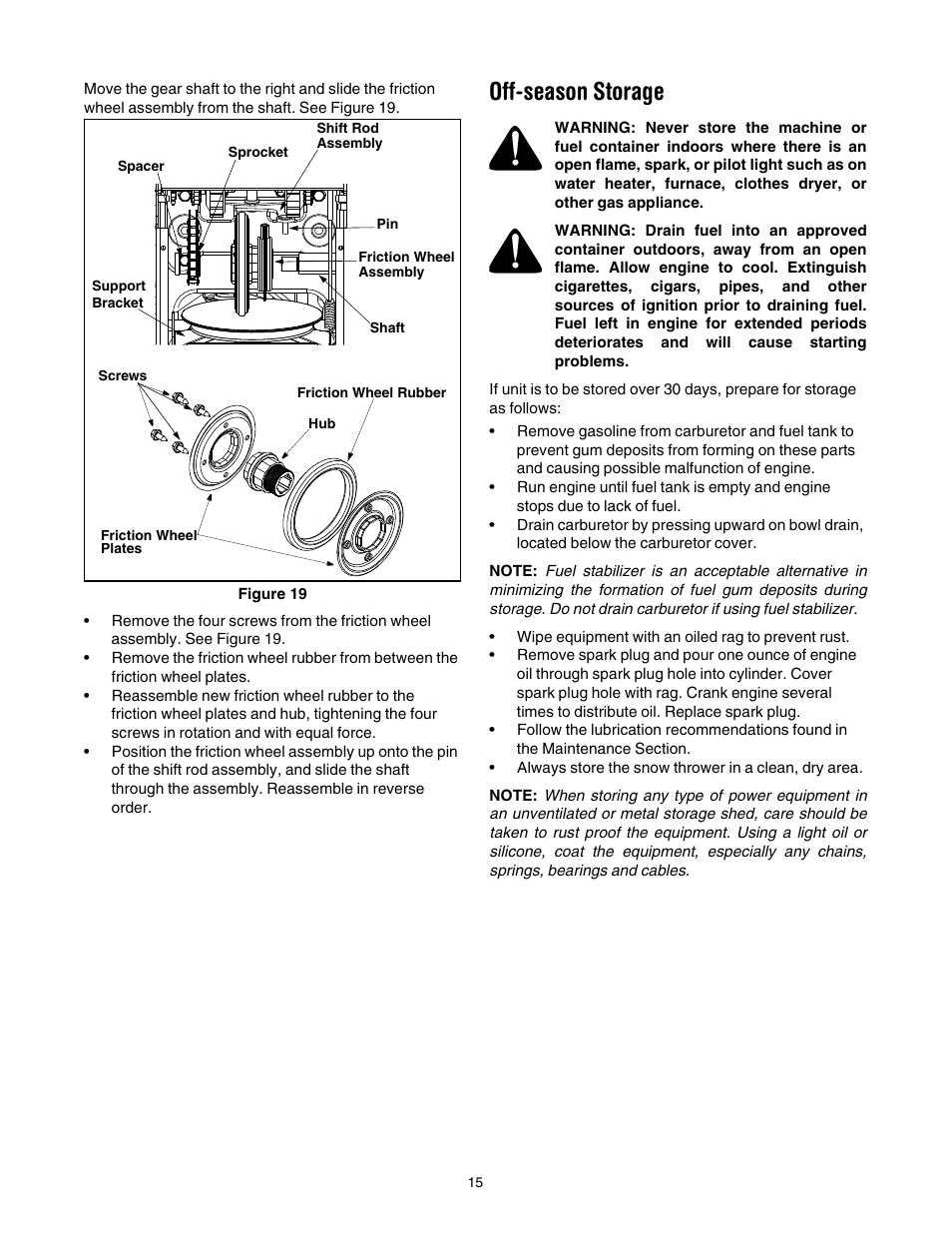 Off-season storage | MTD 31AH7S3G701 User Manual | Page 15 / 28