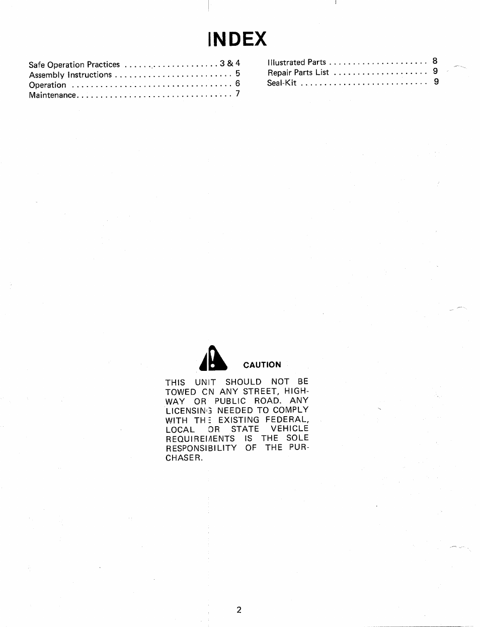 Index | MTD 24632-8 User Manual | Page 2 / 10