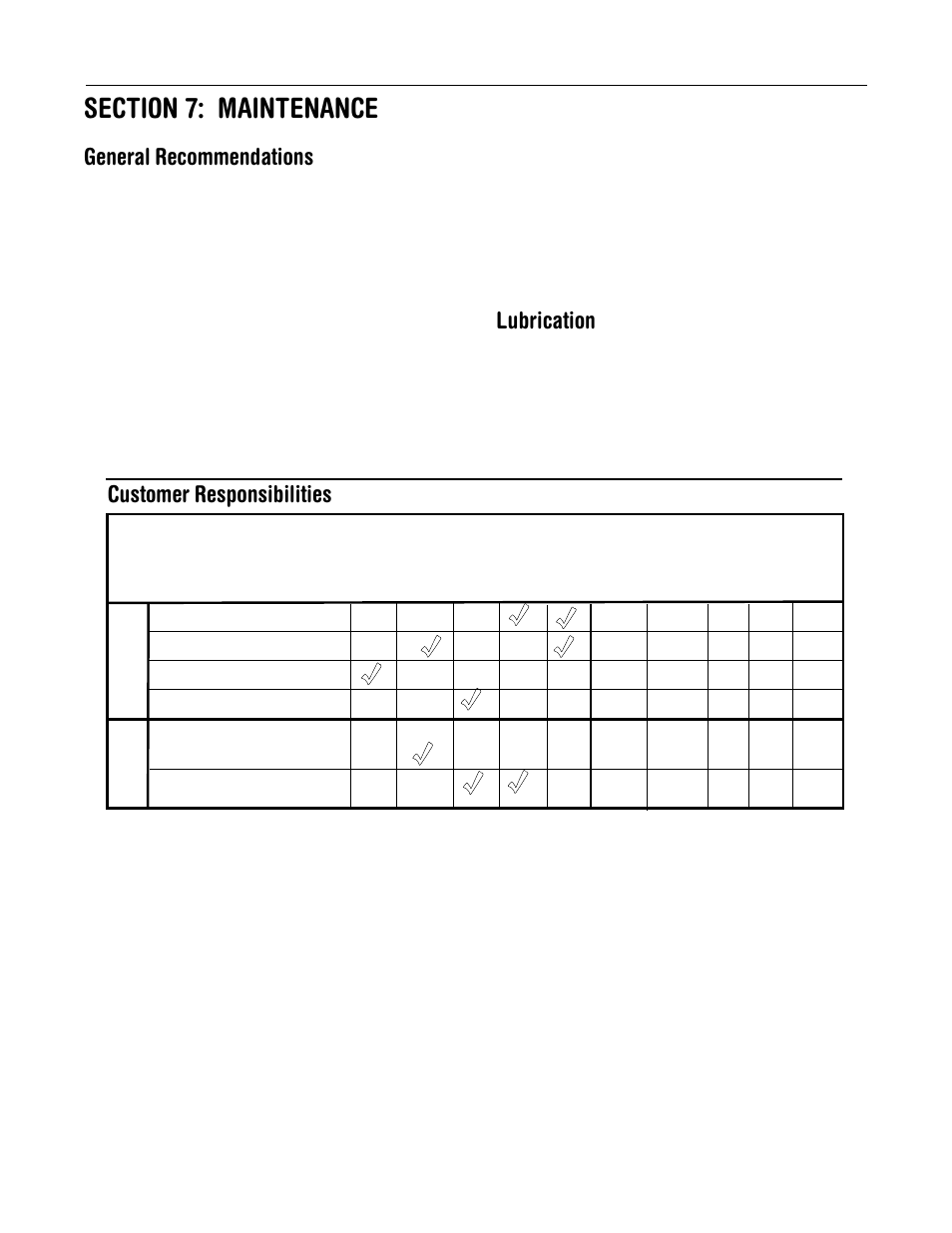 General recommendations, Lubrication, Customer responsibilities | MTD Series 140 through E173 User Manual | Page 11 / 24