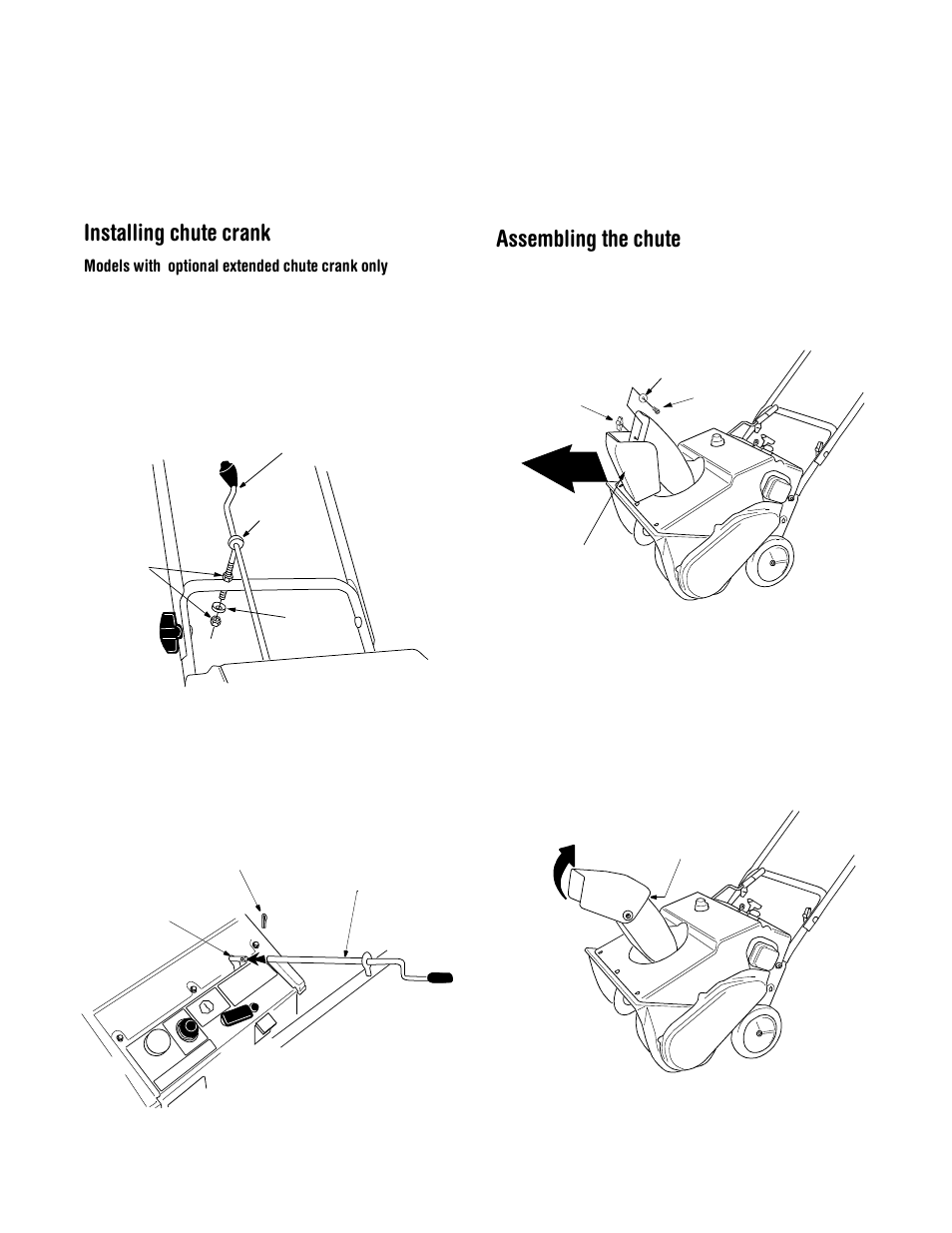 Installing chute crank, Assembling the chute | MTD Series 140 through E173 User Manual | Page 6 / 24
