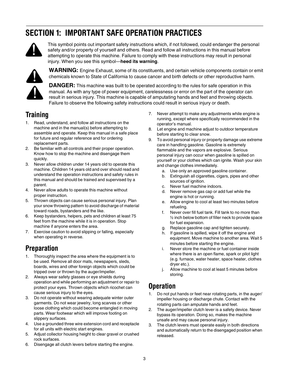 Training, Preparation, Operation | MTD 640 User Manual | Page 3 / 24