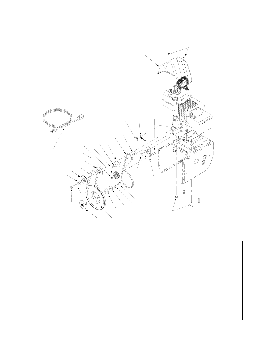 Engine and v-belts | MTD E600E User Manual | Page 26 / 28
