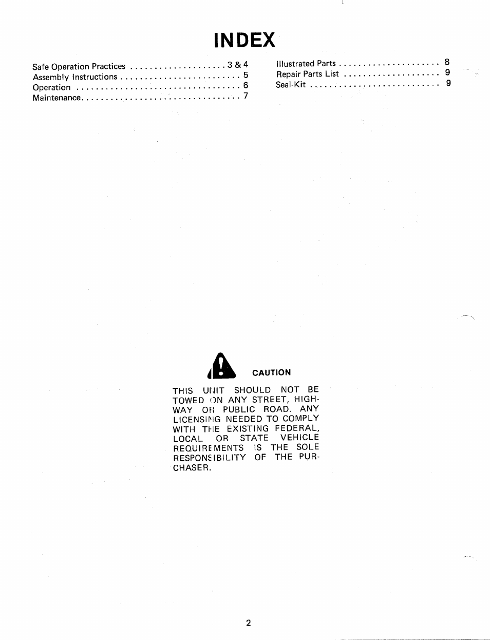 Index | MTD 24632B User Manual | Page 2 / 10