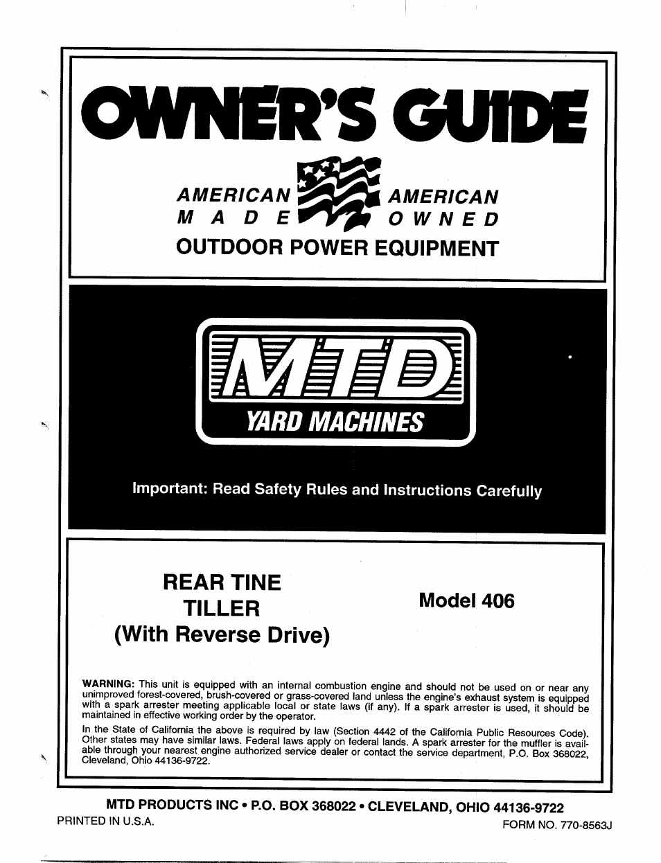 MTD 406 User Manual | 16 pages