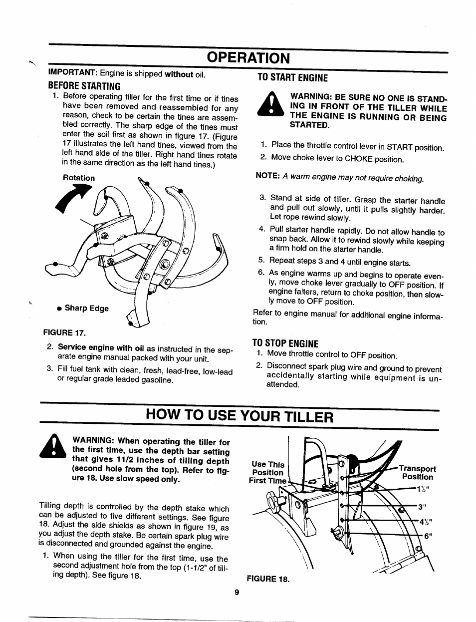 Operation, How to use your tiller | MTD 406 User Manual | Page 9 / 16