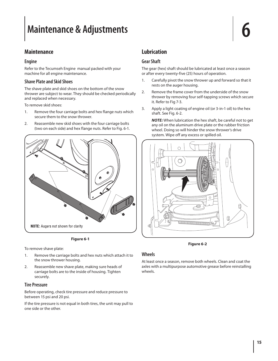 Maintenance & adjustments, Maintenance, Lubrication | MTD L Style 600-Series User Manual | Page 15 / 24