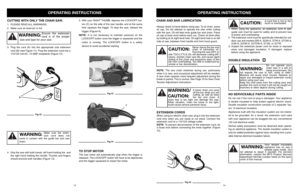 Warning, Caution, Warning: warning/ caution | Operating instructions | MTD PS User Manual | Page 14 / 68
