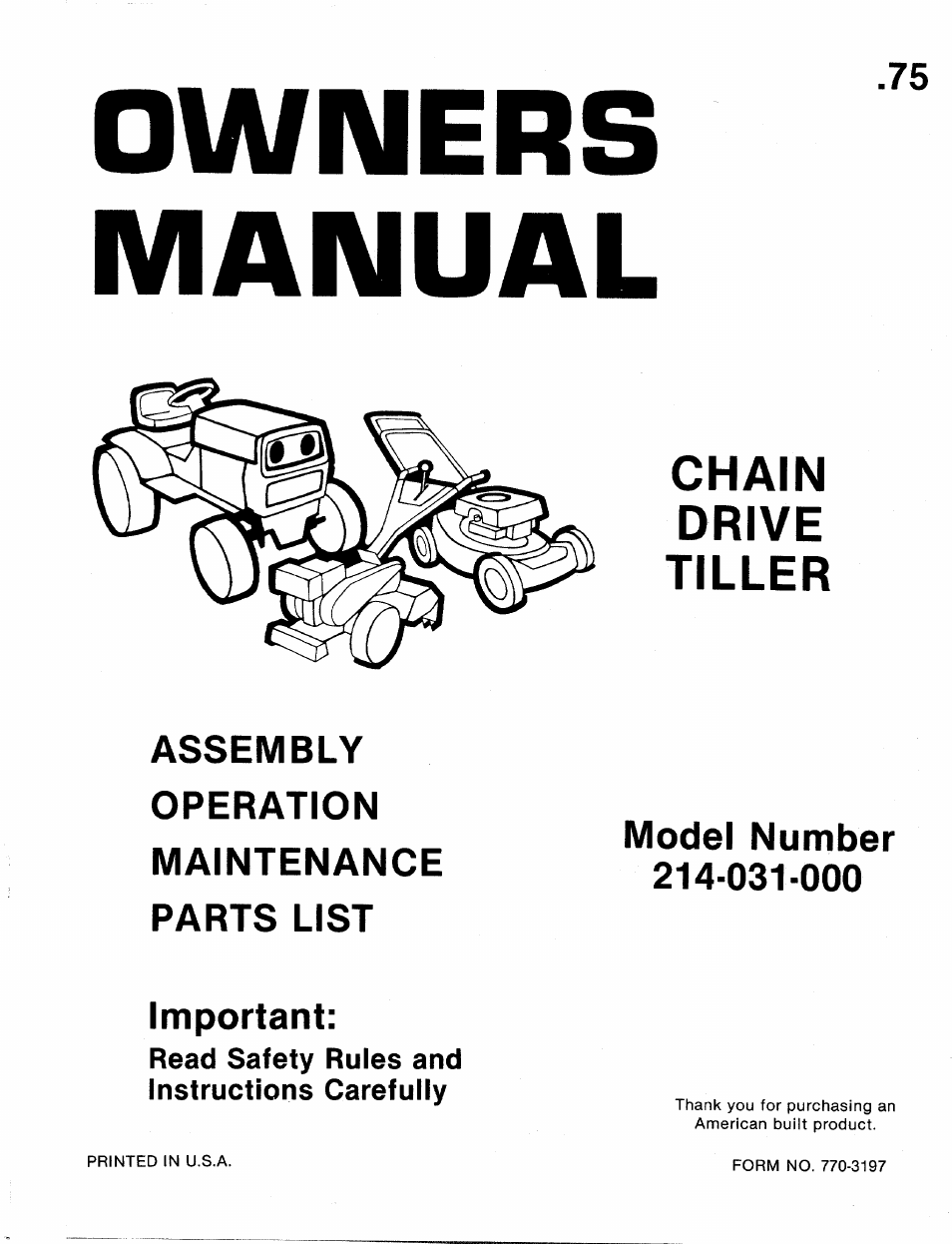 MTD 214-031-000 User Manual | 16 pages