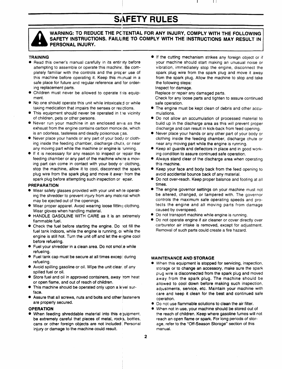 Siafety rules | MTD 243-645C000 User Manual | Page 2 / 12